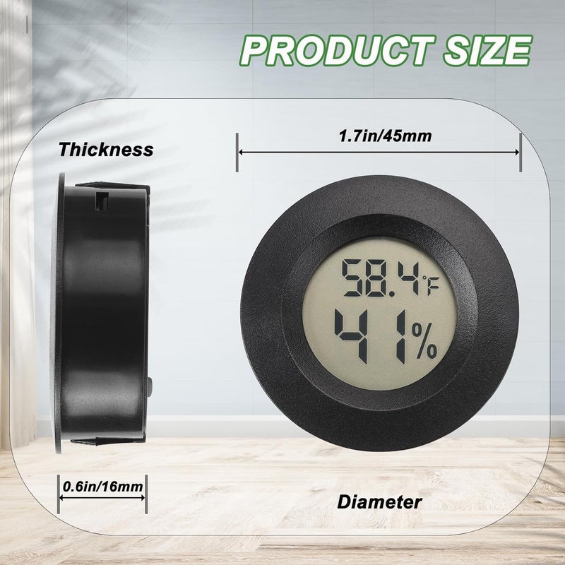 Serundo Auto Mini Hygrometer Thermometer Digital Humidity Meter Indoor/Outdoor Humidity Monitor Reptile Thermometer for Greenhouse Garden Cellar Fahrenheit(℉)/ Celsius(℃) 2 Pack - Image 2